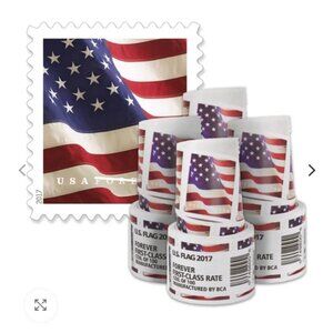 Forever Stamps 1 Roll Of 100 First Class USPS Stamp 2017 U.S. Flag Photo Postage